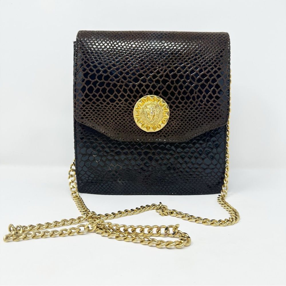 J.RENEE BROWN GOLD CHAIN LION FACE EVENING BAG PURSE - Picture 12 of 12